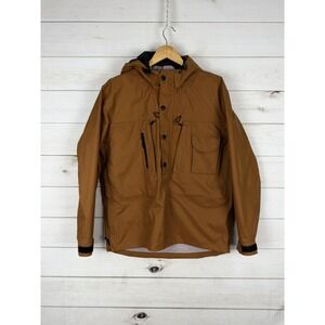 J.L. Powell Jacket Mens Large Brown Hooded 1/2 Zip Windbreaker Outdoor Gorpcore